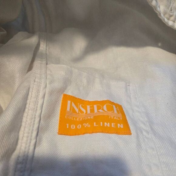 Inserch Men’s Linen Utility Shirt Jacket Size 4XL White Short Sleeve Button Fron - Picture 5 of 6